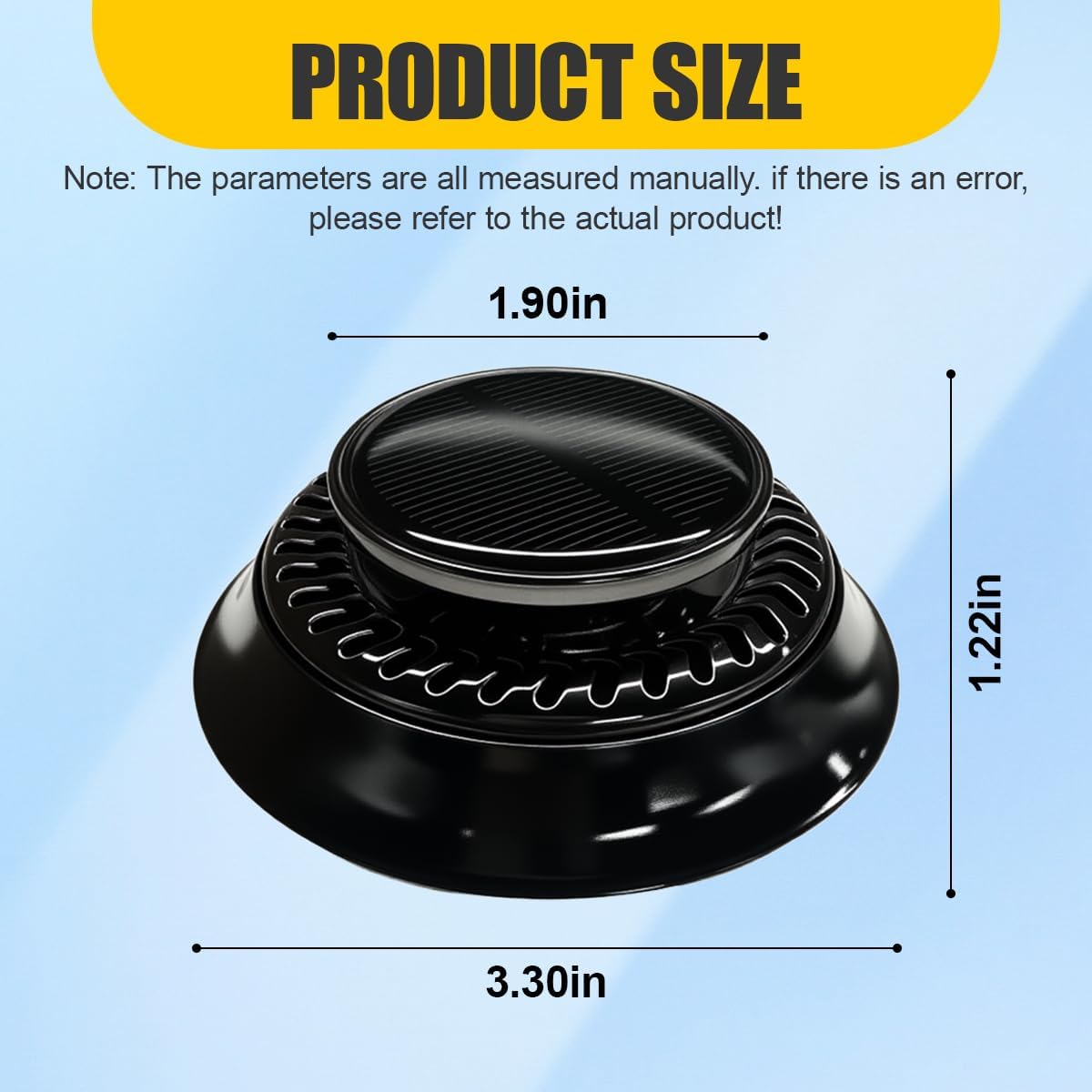 UFO Car Air Freshener Diffuser, Solar Powered Auto Rotary Aroma Diffuser, Long Lasting Aromatherapy Essential Oil Diffuser, Car Interior Decoration Accessories for Most Vehicles(Black)