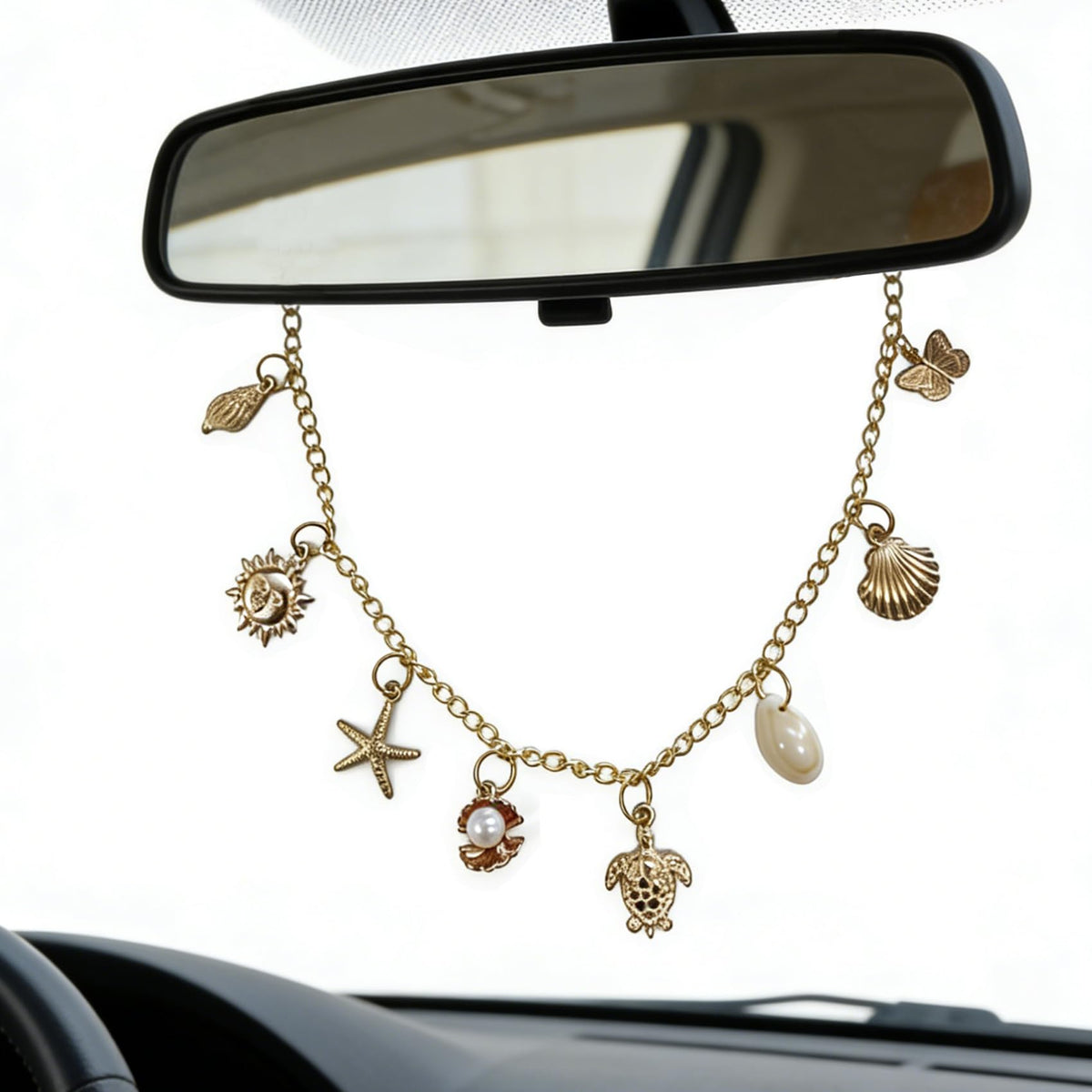 Car Rearview Mirror Charm Gold Hanging Cross Western Cowgirl Ornament