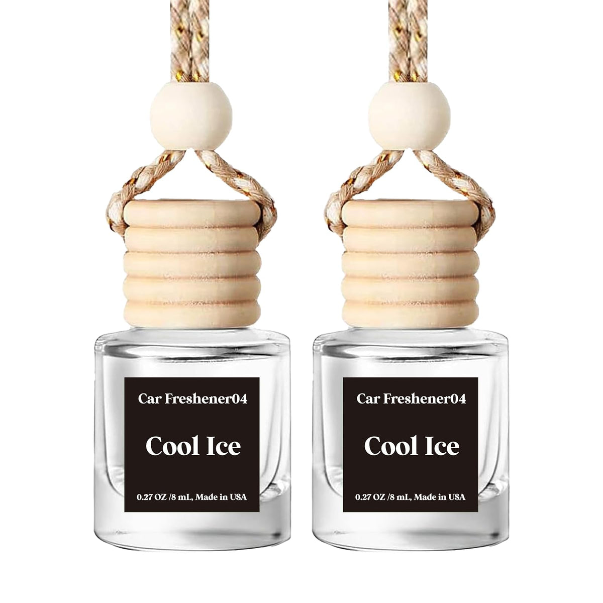 C Classy Car Air Freshener Hanging 2 Pack, Mahogany Teakwood Essential Oil Diffuser, Cute Glass Bottle, Long-Lasting Fragrance Car Accessories for Women & Men, Made in USA