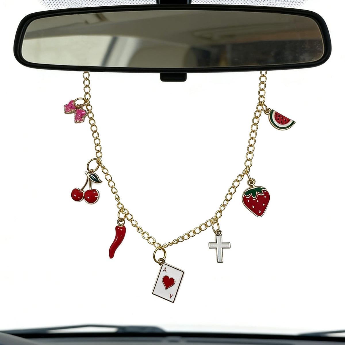 Car Rearview Mirror Charm Gold Hanging Cross Western Cowgirl Ornament