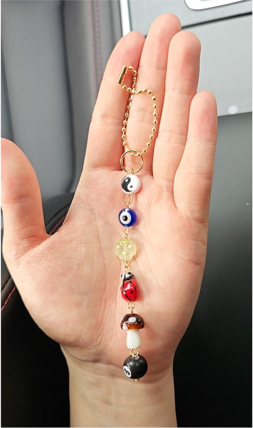 Evil Eye Car Hanging Ornament, Cute Good Luck Rearview Mirror Charm