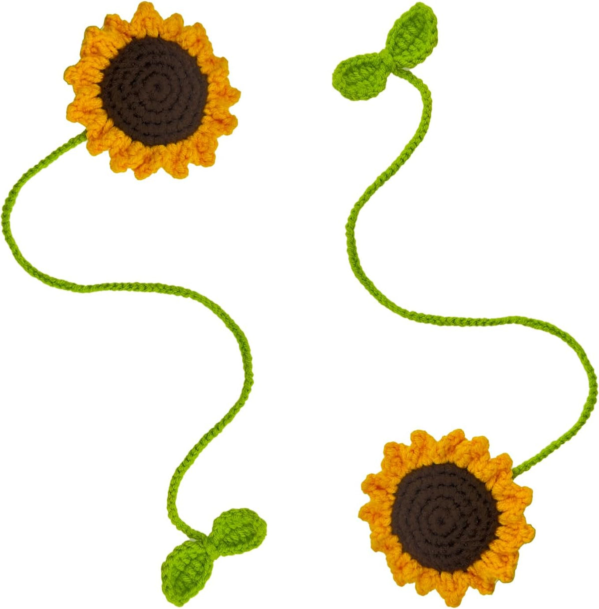 Refintural 2 Pieces Handmade Sunflower Car Accessories Sunflower Pendants Car Mirror Hanging Accessories