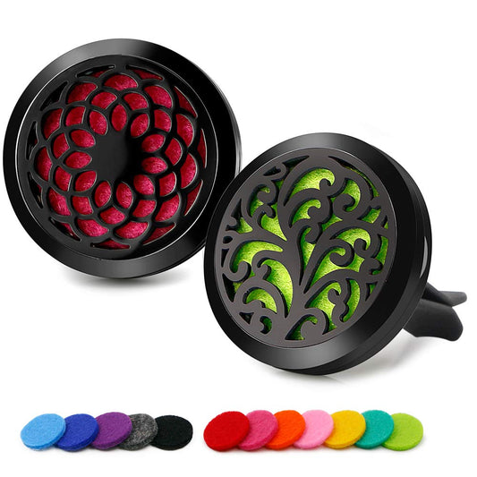2PCS 30mm Black Car Essential Oil Diffuser Vent Clips with 12 Felt Pads