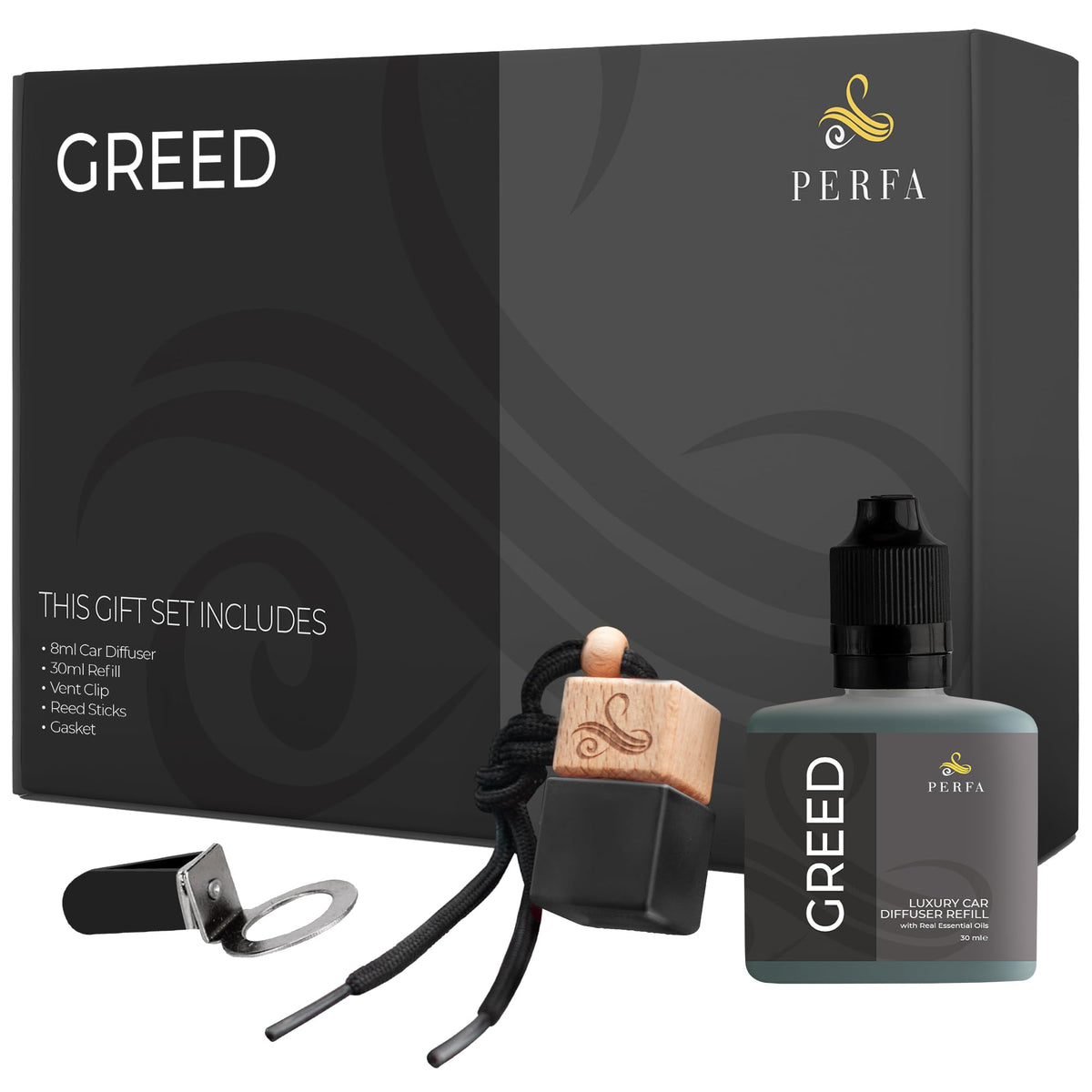 Car Air Freshener for Men - Greed Inspired Perfume Diffuser by Perfa