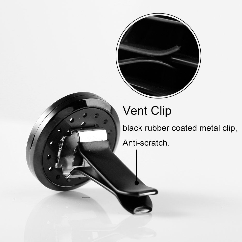 2PCS Car Diffuser Black Stainless Steel Locket with Vent Clip 12 Felt Pads