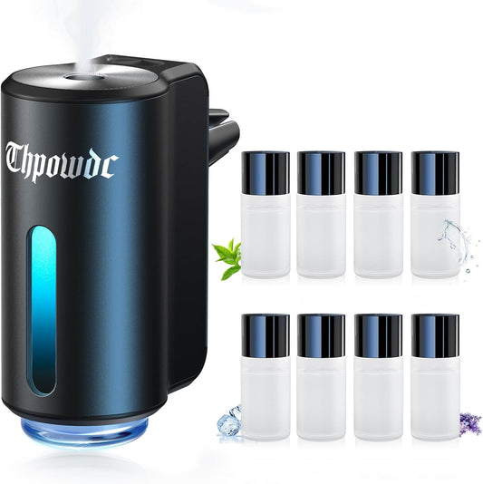 Car Air Freshener Diffuser, Smart Car Air Freshener with Three Adjustable Modes, Aromatizante para Carro with 8pcs Essential Oil, Car Fresheners Long Lasting, Black