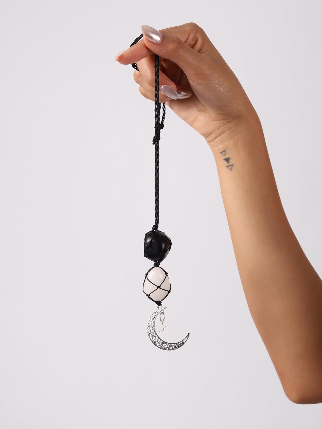 Sacina Moon Star Crystal Car Hanging Ornament, Goth Boho Hippie Charm