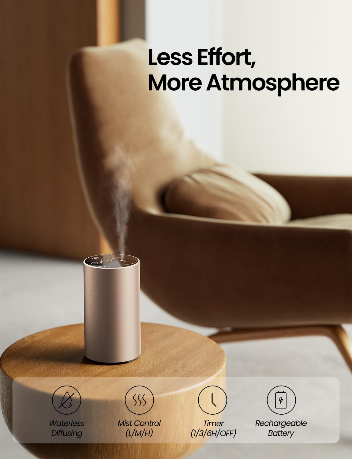 Waterless Essential Oil Diffuser, Car Scent Diffuser, Desert Titanium