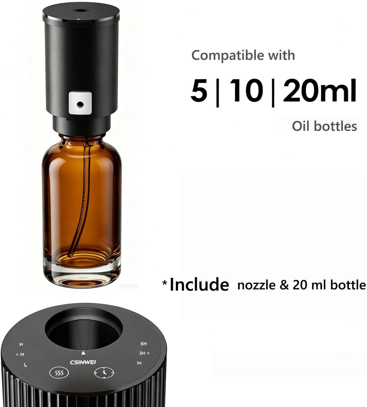 Waterless Diffuser for Essential Oil, Portable Scent Diffuser for Home, Car