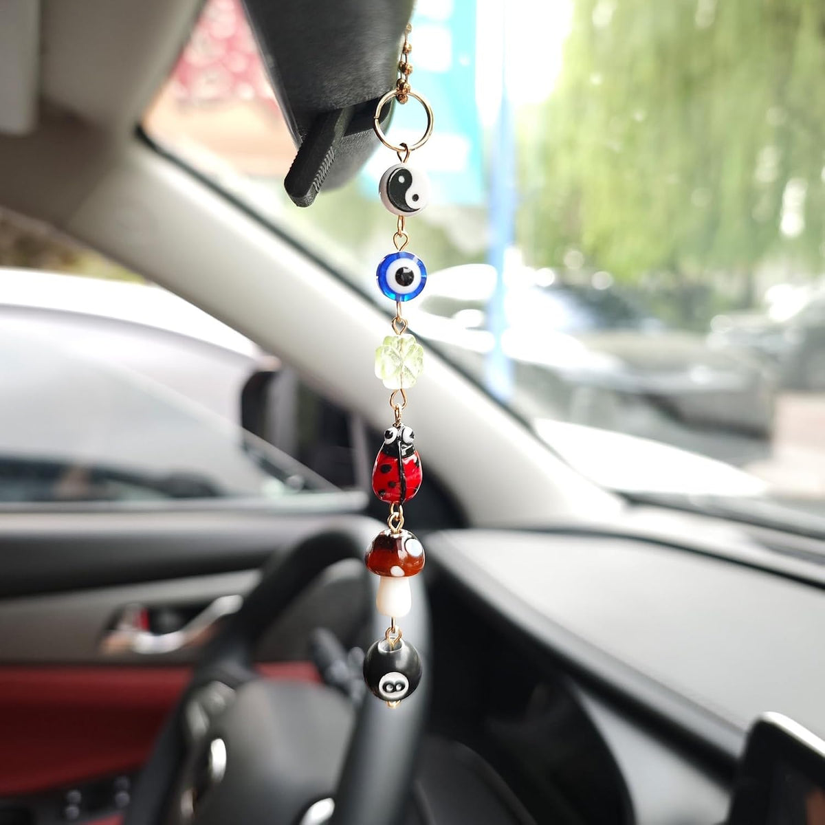 Evil Eye Car Hanging Ornament, Cute Good Luck Rearview Mirror Charm