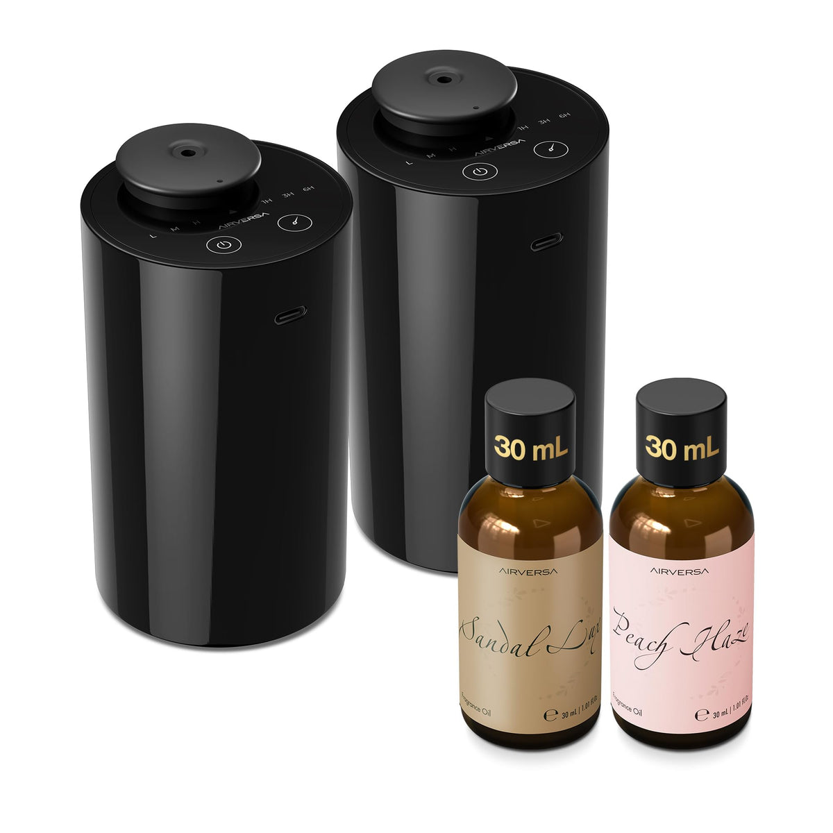 Airversa AN8 Waterless Essential Oil Diffuser Starter Kit, Black