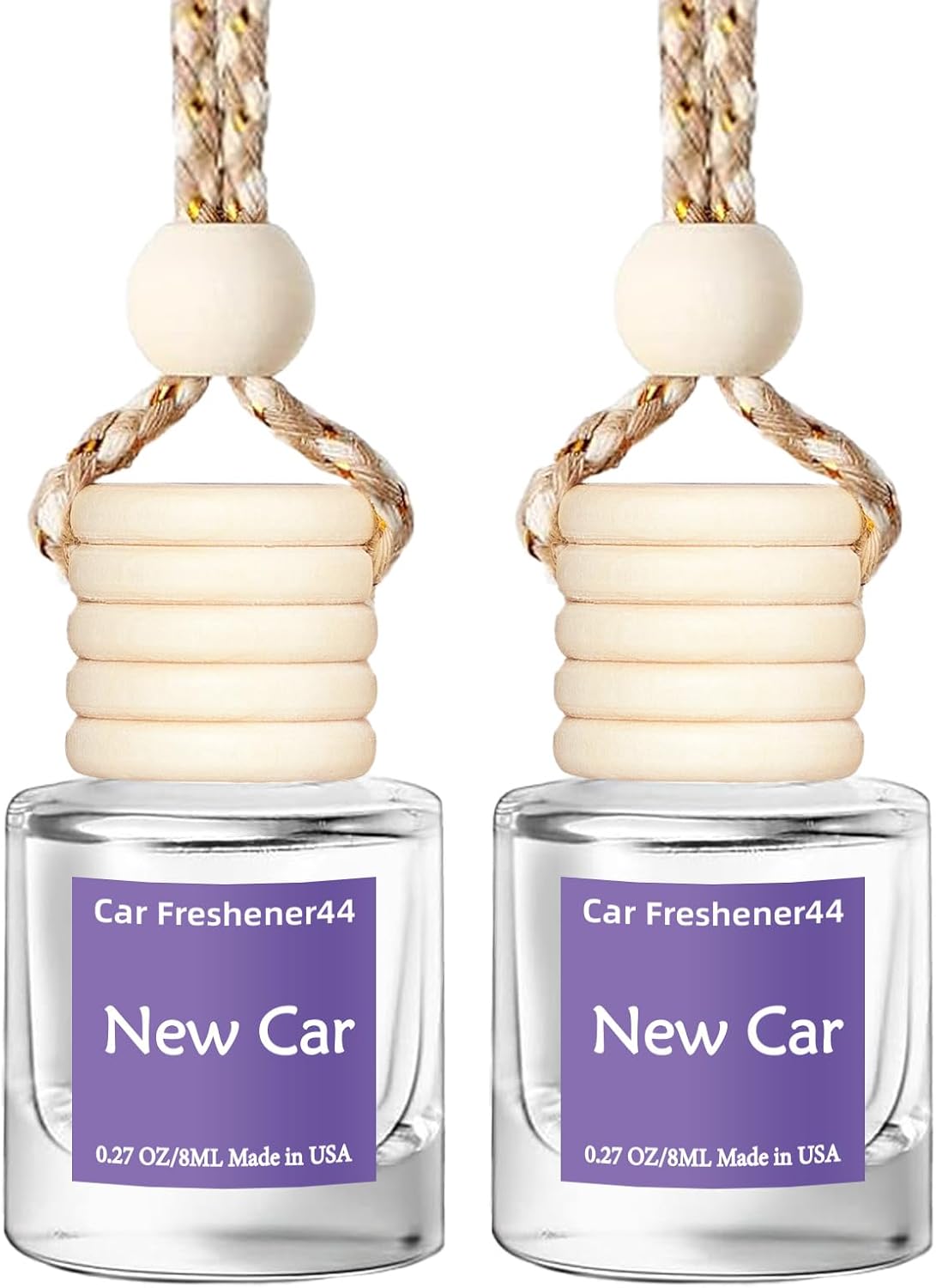 Hanging Car Air Freshener, Long Lasting Essential Oil Diffuser, Non-Toxic New Car Scent, Cute Car Fresheners for Women, 2 Pack Made in USA