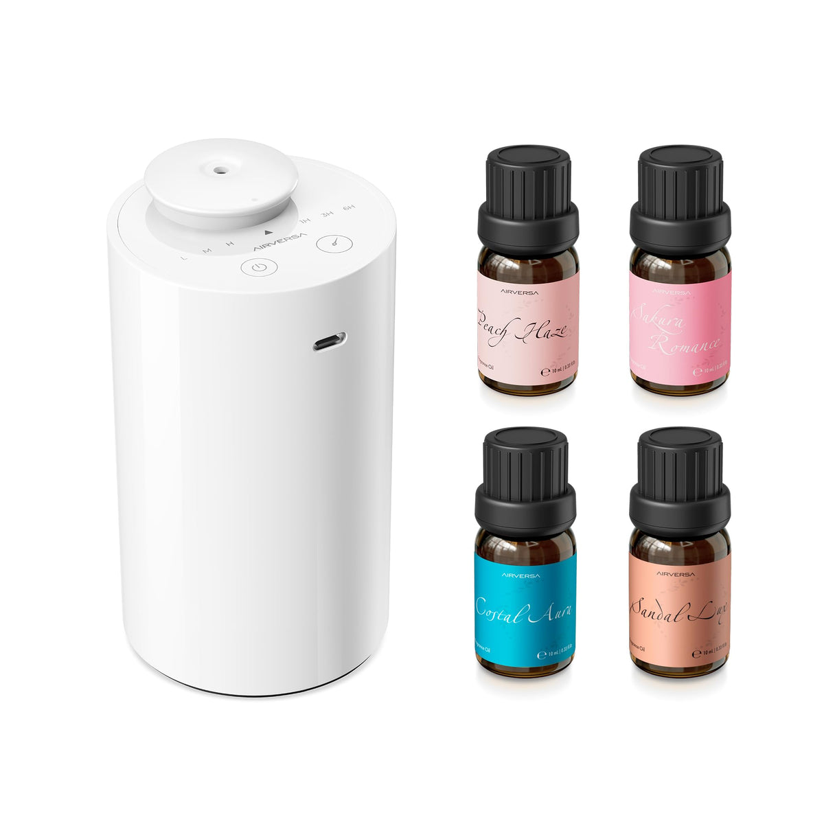 Airversa AN6 Waterless Diffuser for Essential Oil for Home, Room, Black