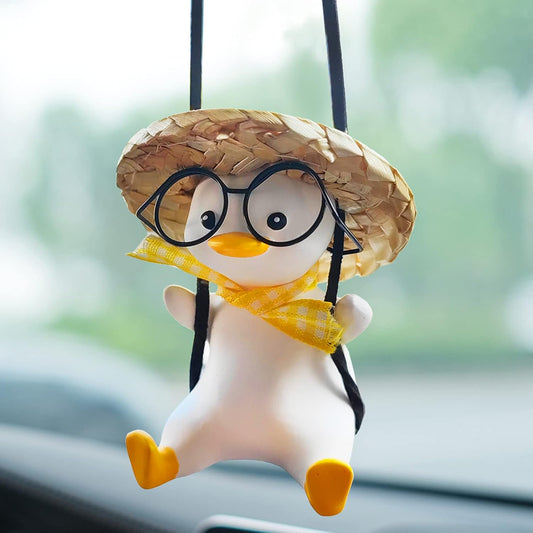 Duck Car Hanging Charm Pendant, Rear View Mirror Accessory, Cute Car Decor & Home Office Valentine's Day Gift