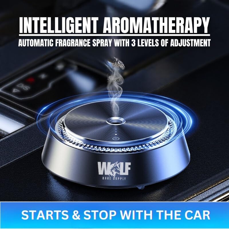 Smart Car Atomizing Aromatherapy Car Scent Diffuser | Aluminum Alloy Cordless | Automatic Shut On/Off with Motion Sensor | Wireless Essential Oil Low Noise Air Freshener Diffuser (Fragrance Included)
