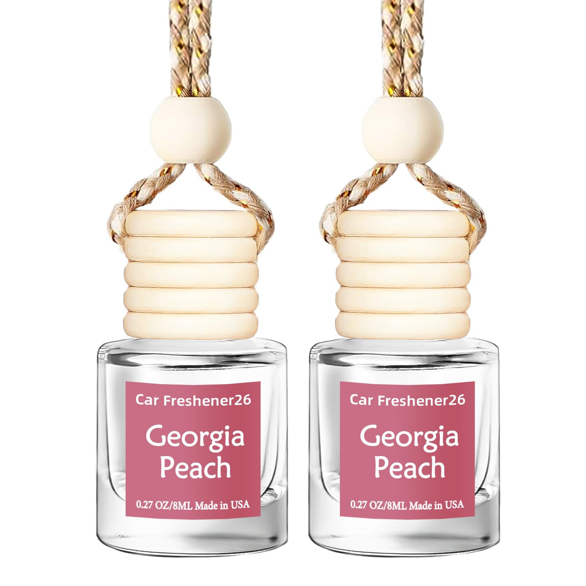 Hanging Car Air Freshener, Long Lasting Essential Oil Diffuser, Non-Toxic New Car Scent, Cute Car Fresheners for Women, 2 Pack Made in USA