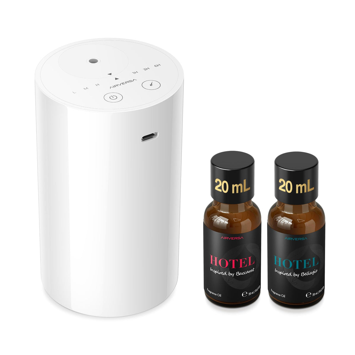 Airversa AN8 Waterless Essential Oil Diffuser Starter Kit, Black