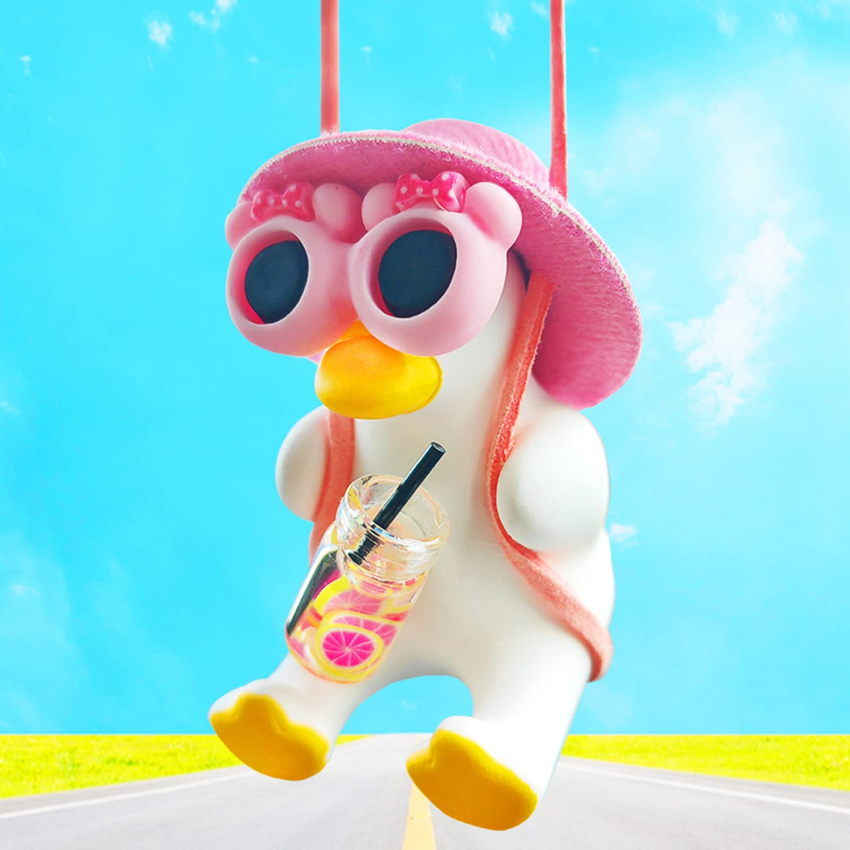 Duck Car Hanging Charm Pendant, Rear View Mirror Accessory, Cute Car Decor & Home Office Valentine's Day Gift