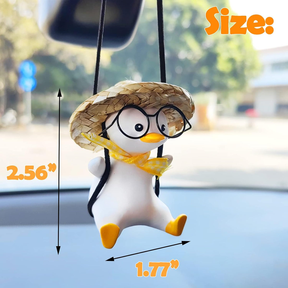 Duck Car Hanging Charm Pendant, Rear View Mirror Accessory, Cute Car Decor & Home Office Valentine's Day Gift