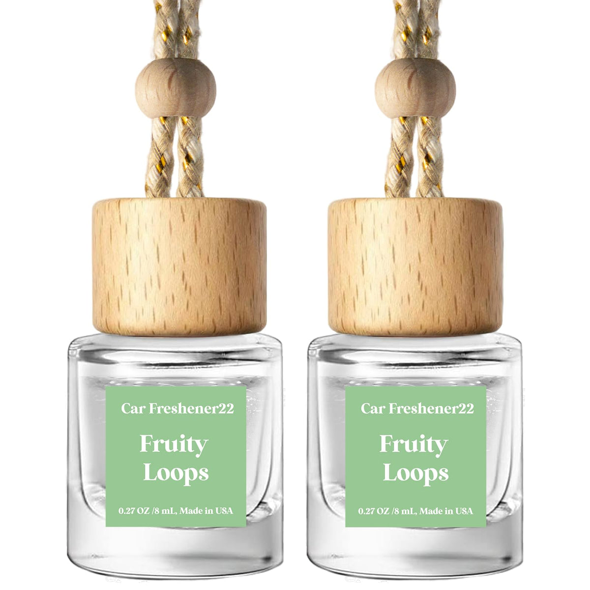 C Classy Car Air Freshener Hanging 2 Pack, Mahogany Teakwood Essential Oil Diffuser, Cute Glass Bottle, Long-Lasting Fragrance Car Accessories for Women & Men, Made in USA
