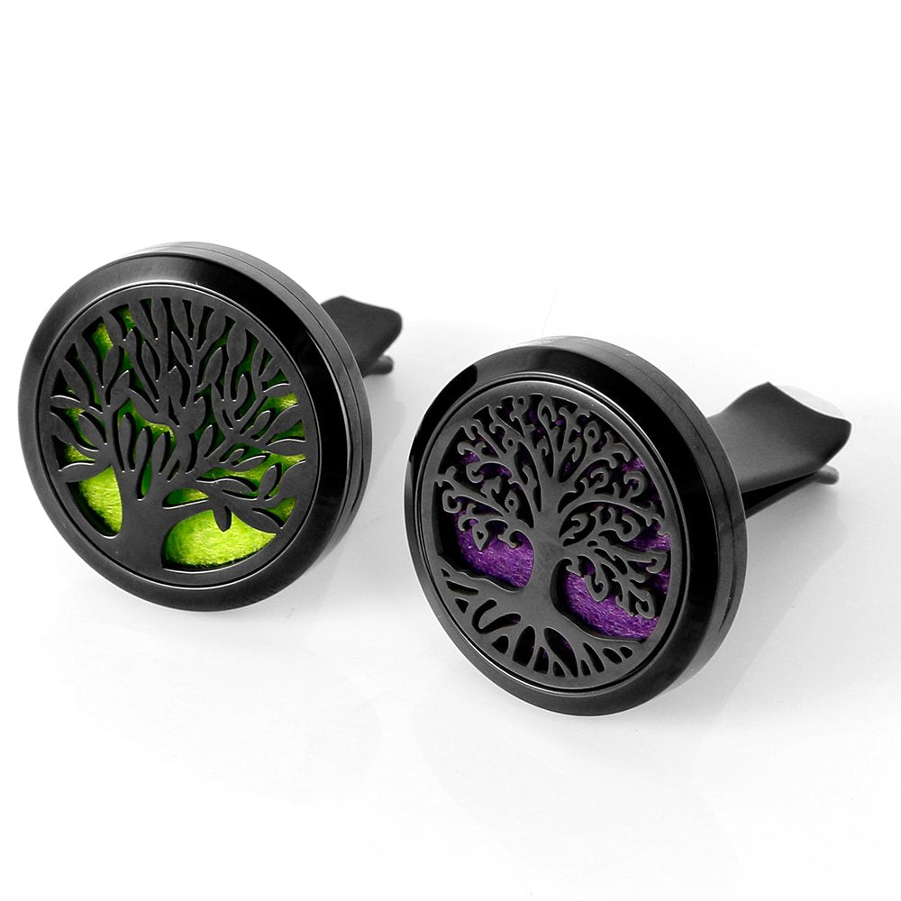 2PCS Car Diffuser Black Stainless Steel Locket with Vent Clip 12 Felt Pads