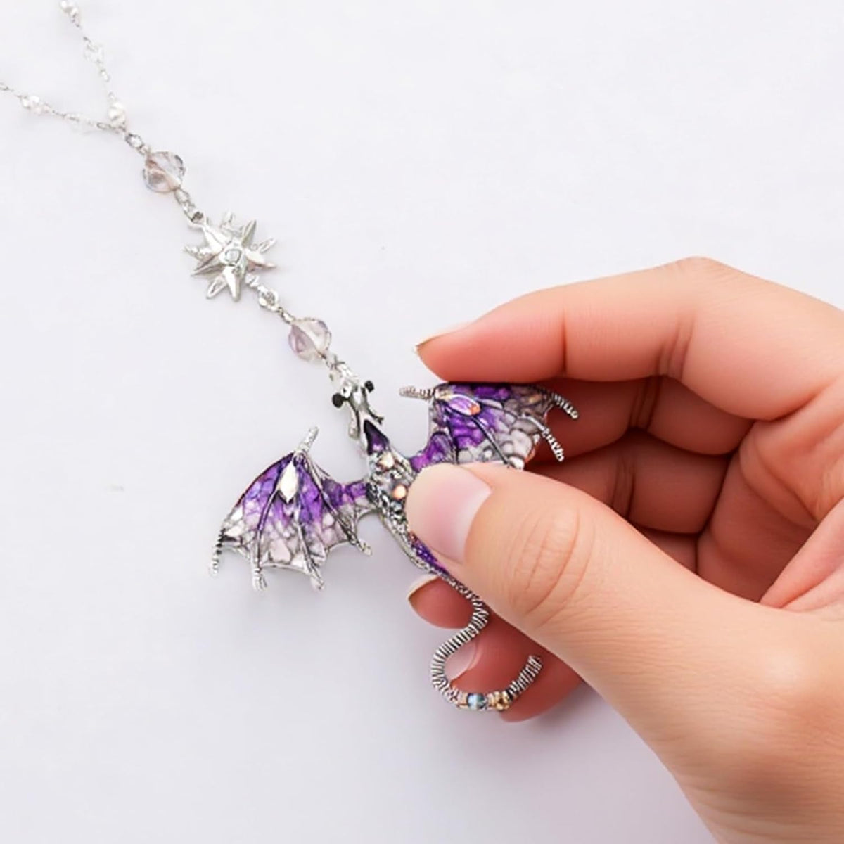 Purple Fantasy Dragon Rearview Mirror Charm