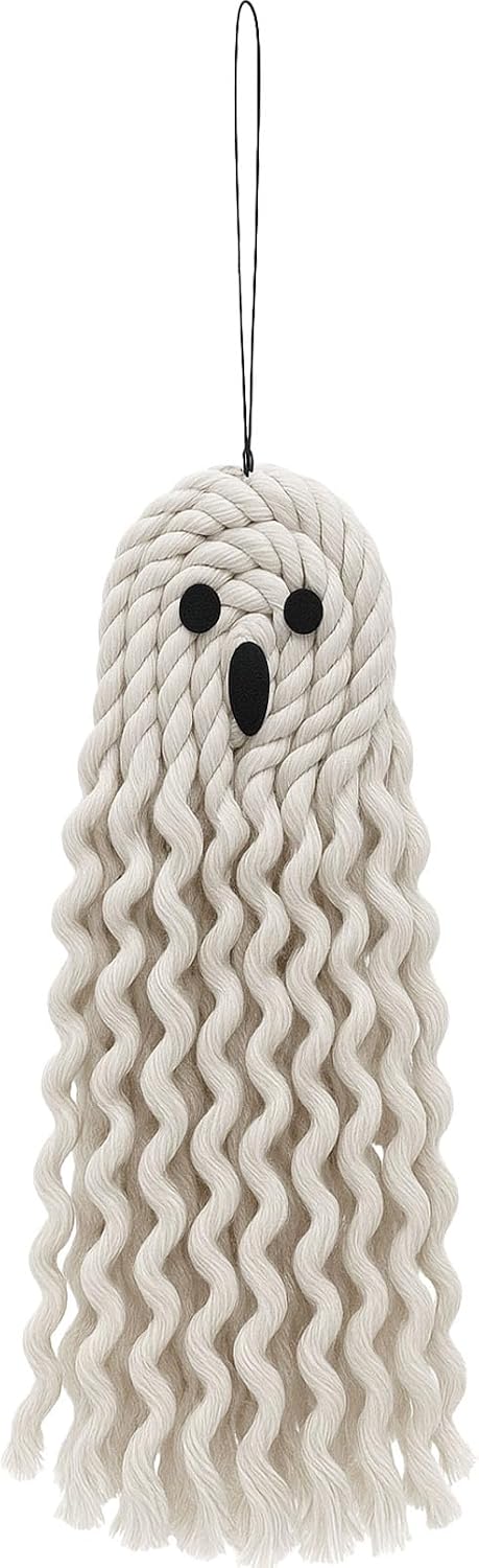 10 inch Handmade Cute Ghost Halloween Decor, Halloween Decorations Indoor & Outdoor Party, Fall Decor Hanging Ornaments for Home Front Door, Window, Wall, Yard, Tree, Car, Garage Door
