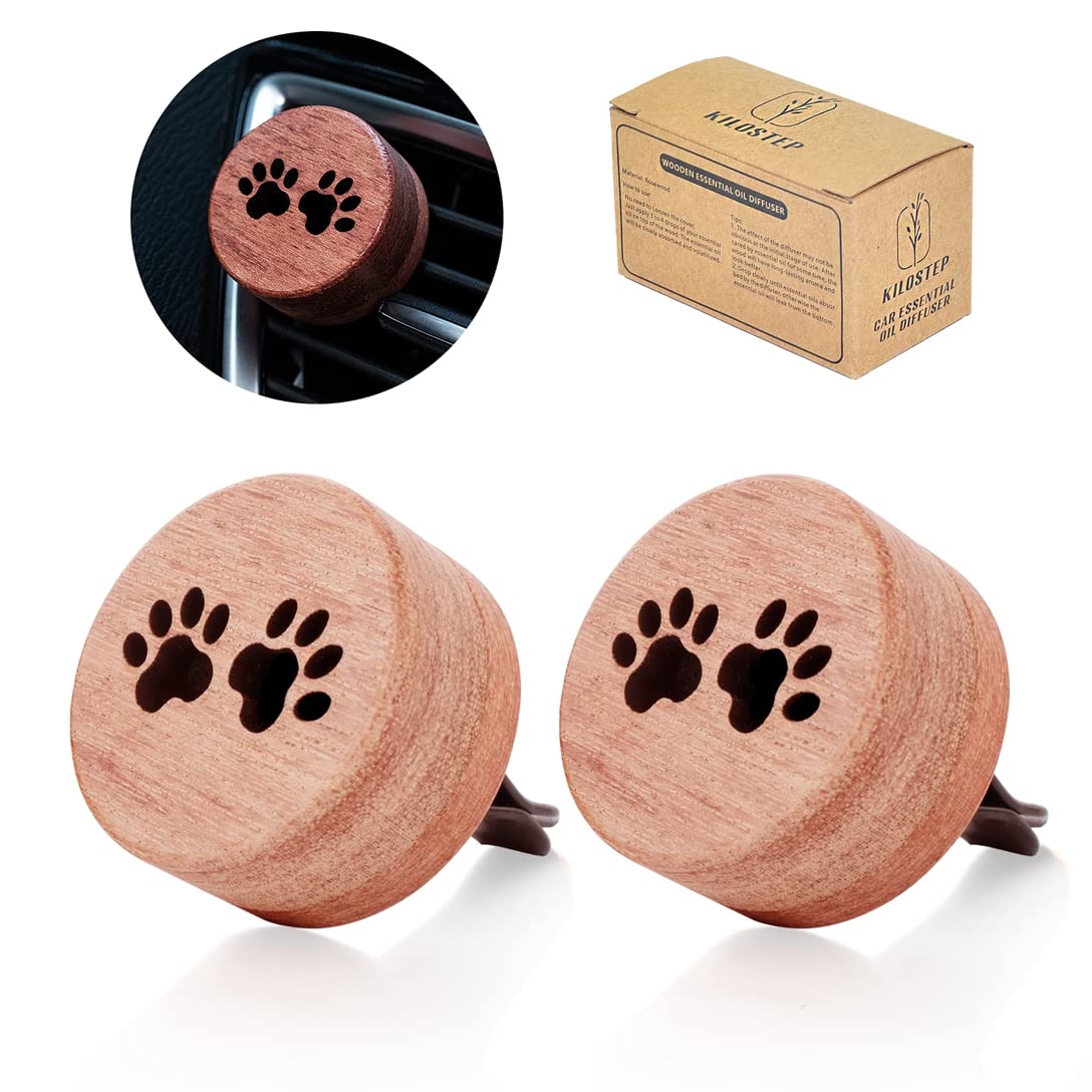 Essential Oil Car Diffuser, 2 PCS Car Aromatherapy Wood Diffuser with Vent Clip