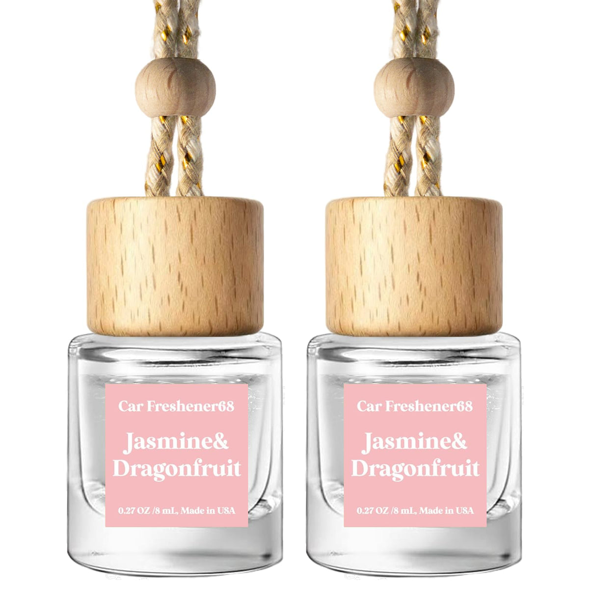 C Classy Car Air Freshener Hanging 2 Pack, Mahogany Teakwood Essential Oil Diffuser, Cute Glass Bottle, Long-Lasting Fragrance Car Accessories for Women & Men, Made in USA
