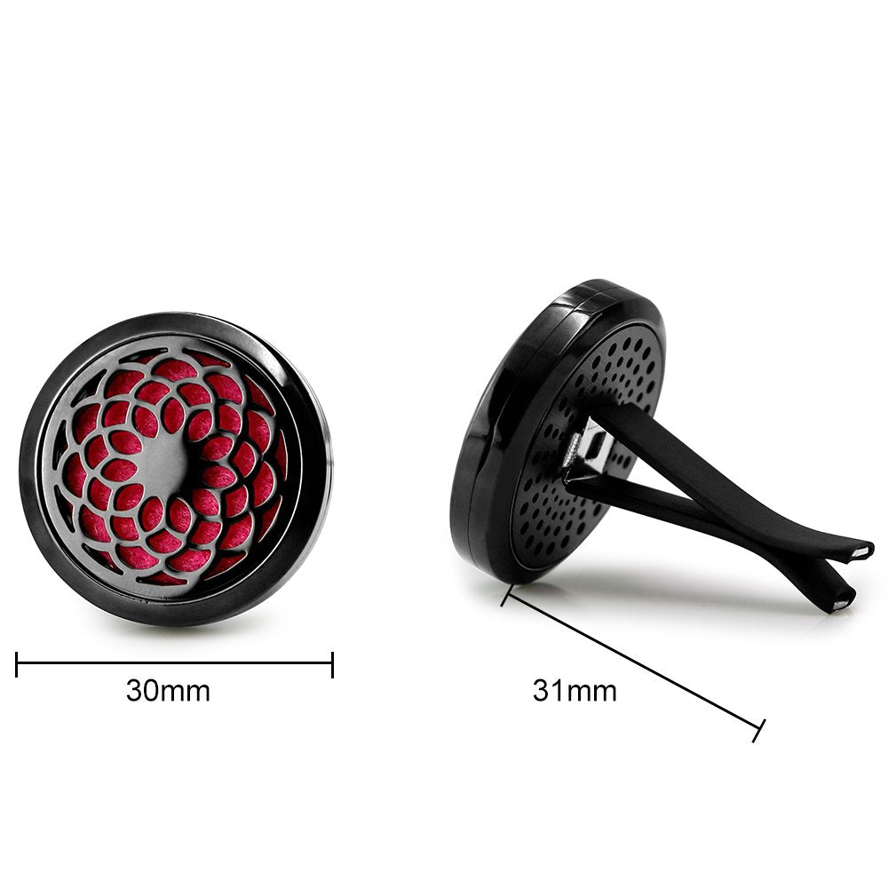 2PCS 30mm Black Car Essential Oil Diffuser Vent Clips with 12 Felt Pads