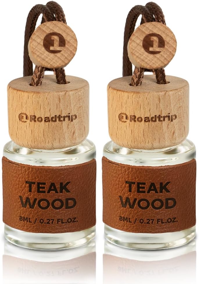Hanging Car Air Freshener Essential Oil 2 Pack 8ml - Teak Wood