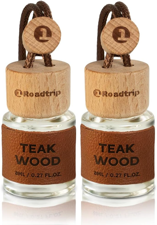 Hanging Car Air Freshener Essential Oil 2 Pack 8ml - Teak Wood