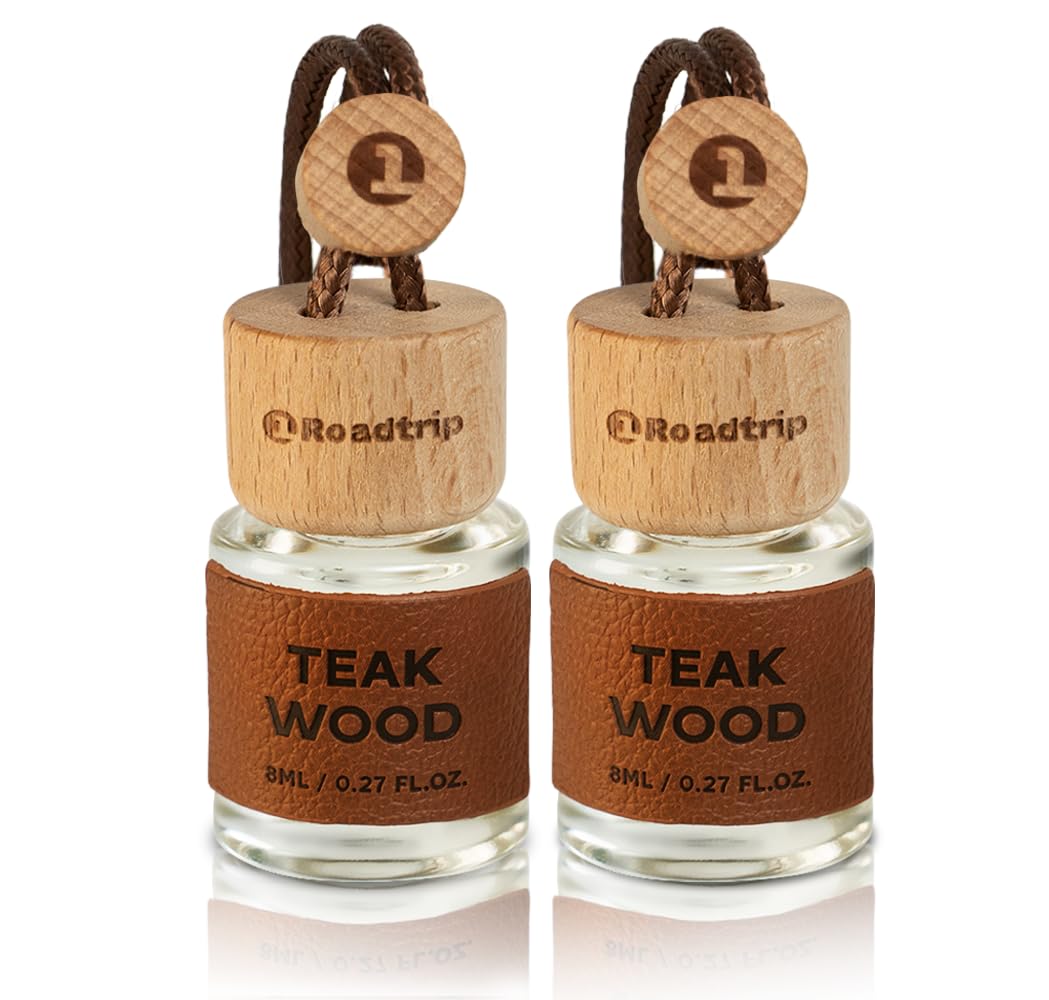 Hanging Car Air Freshener Essential Oil 2 Pack 8ml - Teak Wood