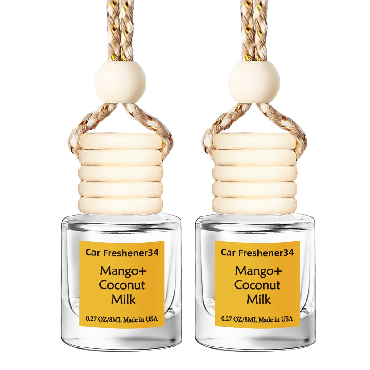 Hanging Car Air Freshener, Long Lasting Essential Oil Diffuser, Non-Toxic New Car Scent, Cute Car Fresheners for Women, 2 Pack Made in USA