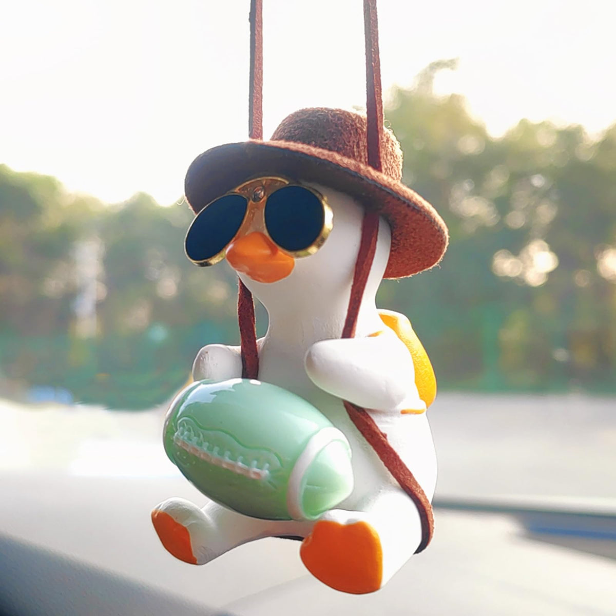 Duck Car Hanging Charm Pendant, Rear View Mirror Accessory, Cute Car Decor & Home Office Valentine's Day Gift