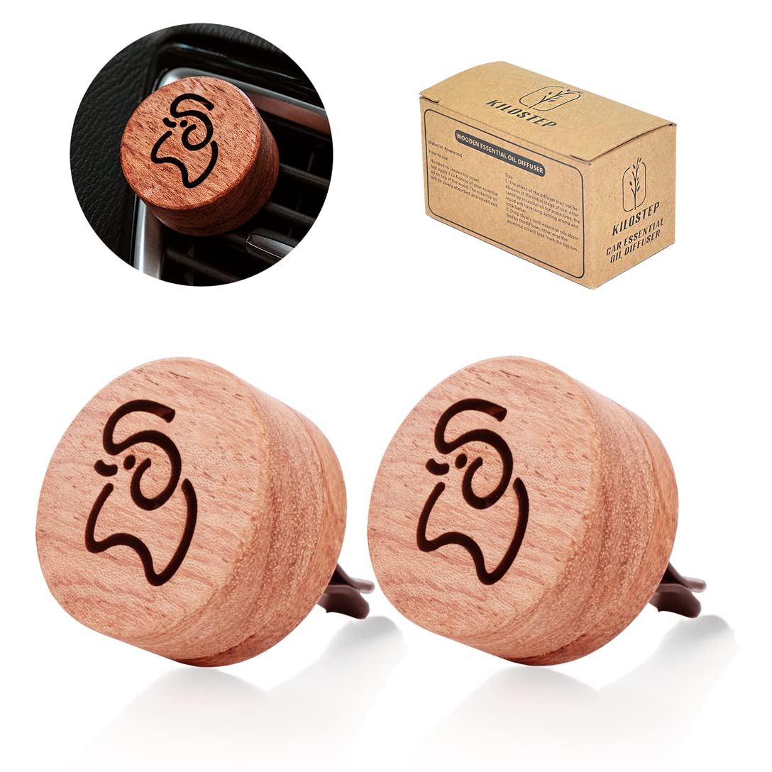 Essential Oil Car Diffuser, 2 PCS Car Aromatherapy Wood Diffuser with Vent Clip