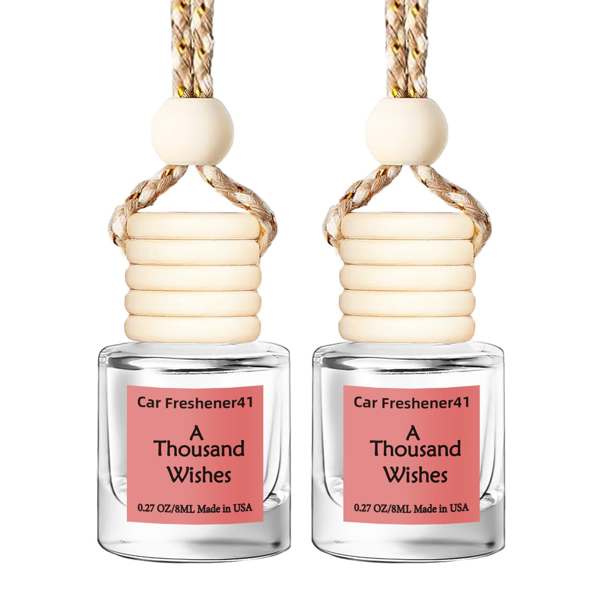Hanging Car Air Freshener, Long Lasting Essential Oil Diffuser, Non-Toxic New Car Scent, Cute Car Fresheners for Women, 2 Pack Made in USA