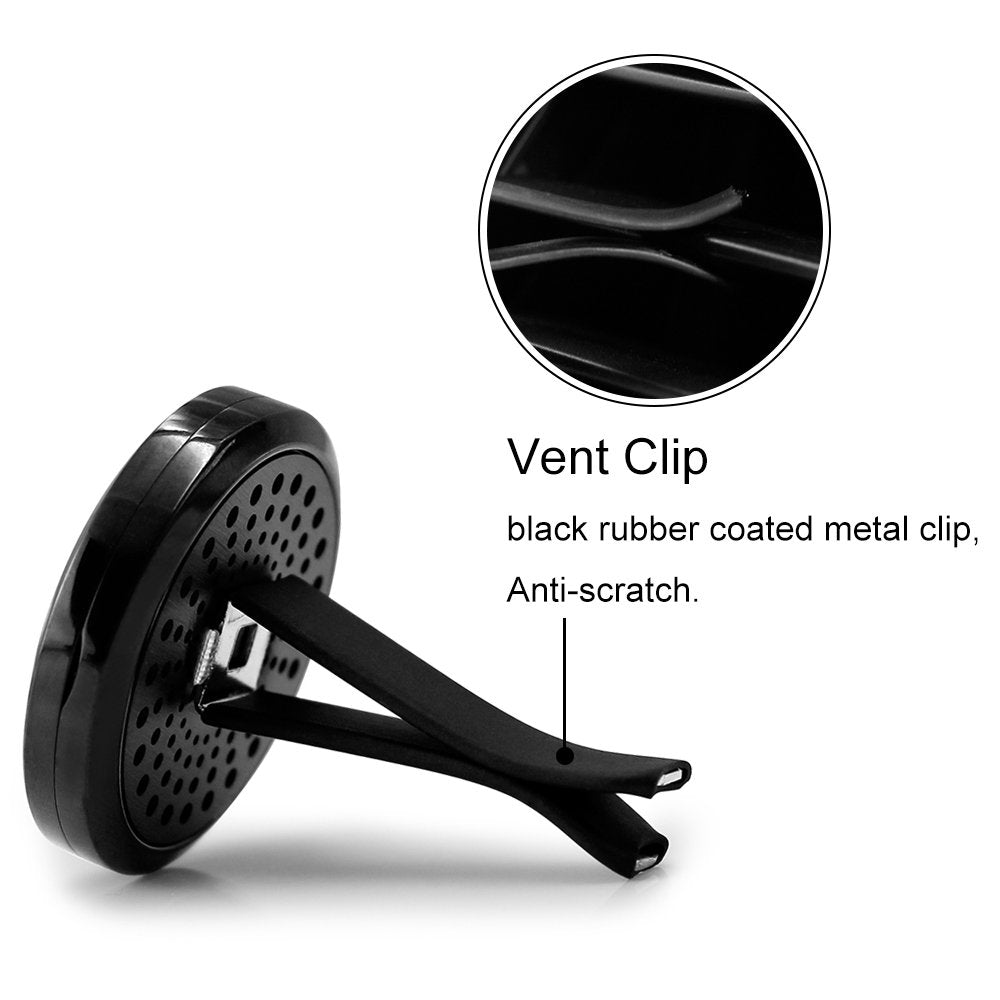 2PCS 30mm Black Car Essential Oil Diffuser Vent Clips with 12 Felt Pads