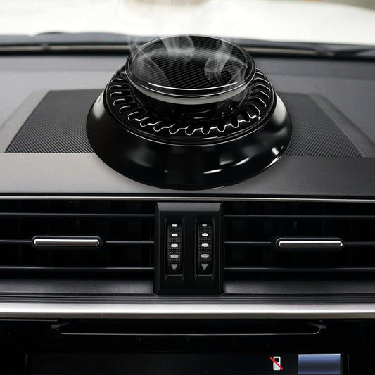 UFO Car Air Freshener Diffuser, Solar Powered Auto Rotary Aroma Diffuser, Long Lasting Aromatherapy Essential Oil Diffuser, Car Interior Decoration Accessories for Most Vehicles(Black)