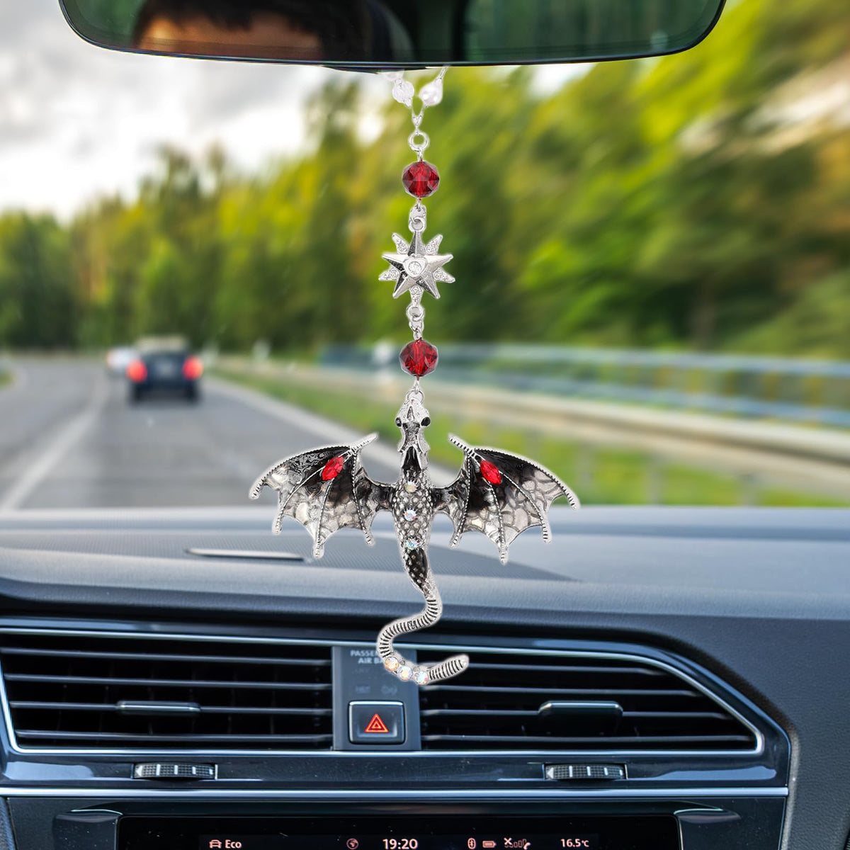 Purple Fantasy Dragon Rearview Mirror Charm