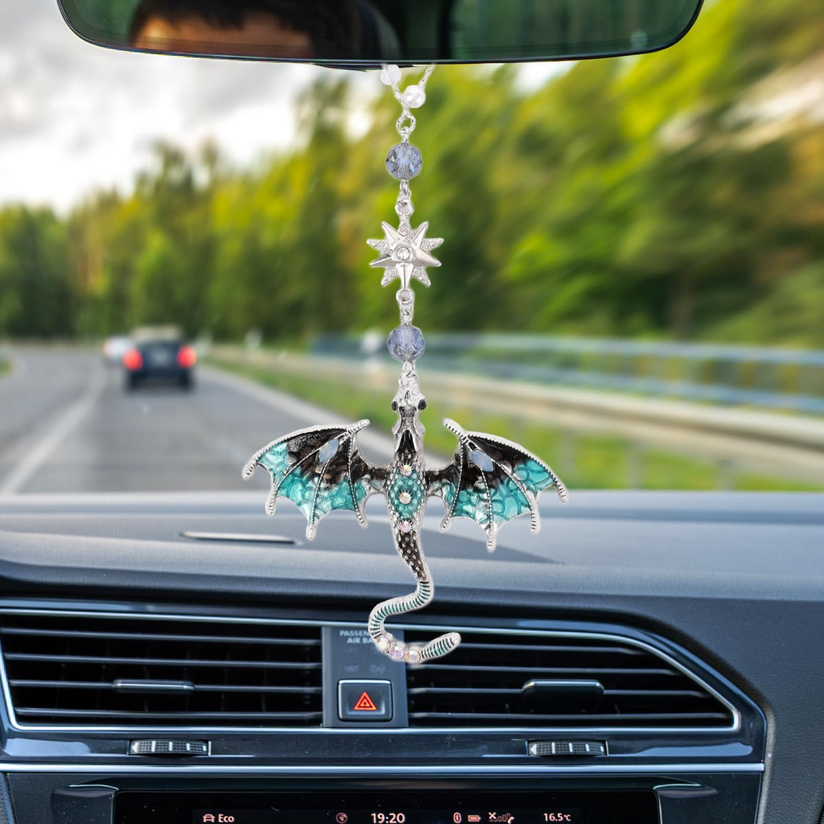 Purple Fantasy Dragon Rearview Mirror Charm