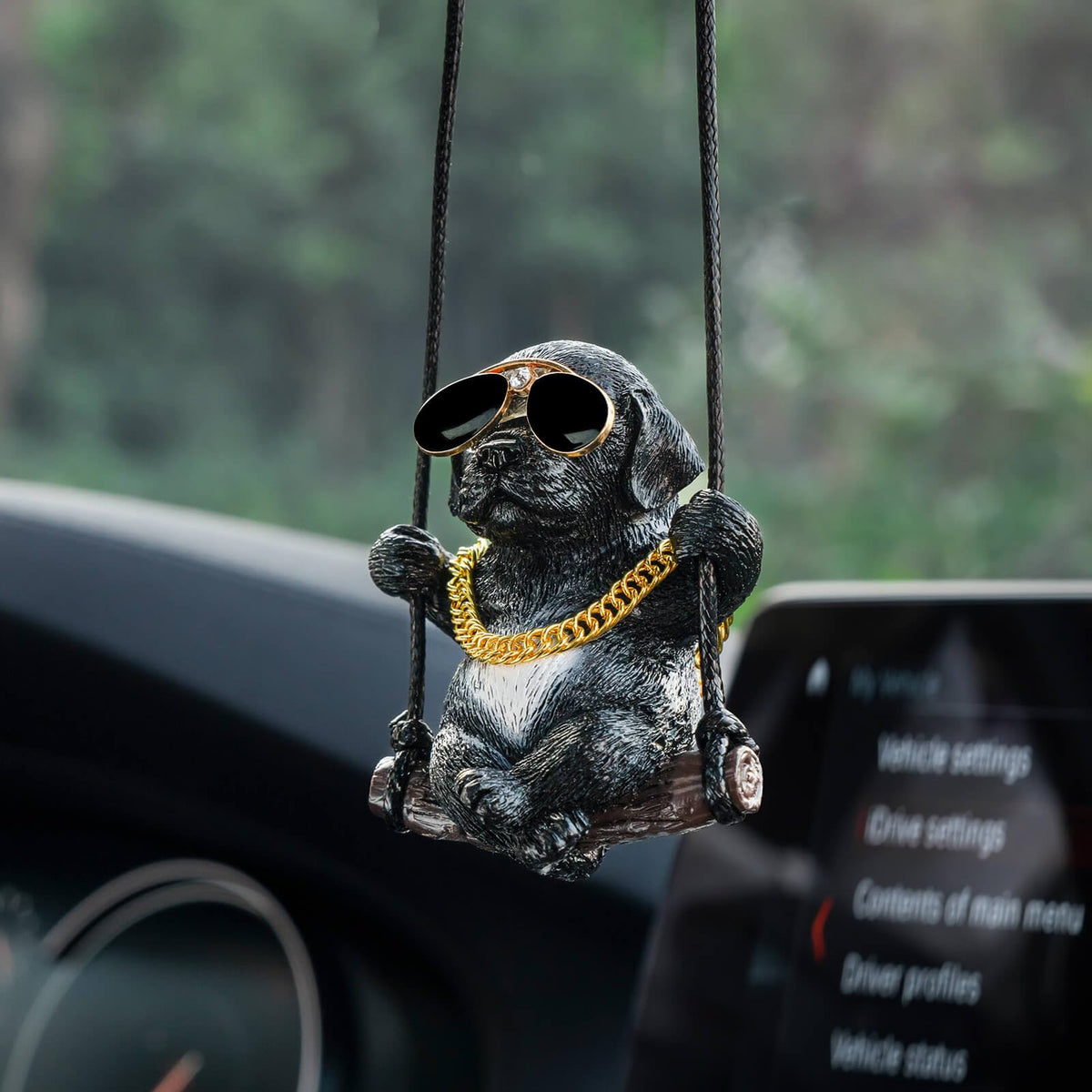Floruit Labrador Retriever Car Mirror Hanging Accessories Cute Swinging Dog Rear View Mirror Accessories for Men & Women(Yellow)