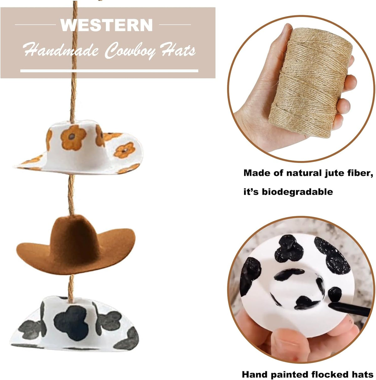 Cowboy Hat Car Charm,Cow Print Decor Rear View Mirror Hanging Accessories