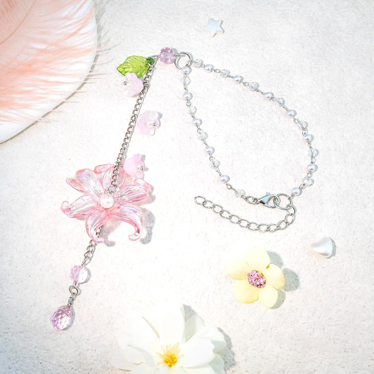 Flower Car Charms Rear View Mirror Hanging Accessories for Your Car Decor