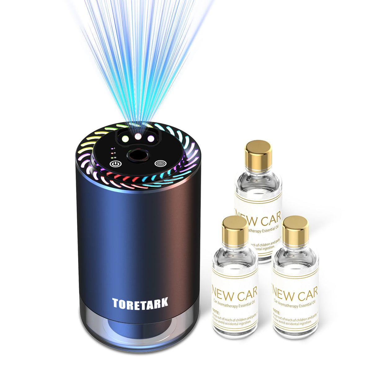Smart Car Air Freshener with Star Light & 100ml Diffusers Oil Refills, Auto On/Off Aroma Diffuser, 3 Adjustable Mist Modes Rechargeable Aromatizante para Carro - Car Diffuser（Cologne+Ocean）