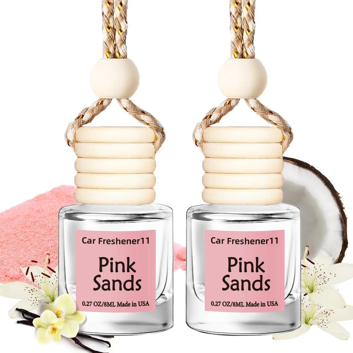 Hanging Car Air Freshener, Long Lasting Essential Oil Diffuser, Non-Toxic New Car Scent, Cute Car Fresheners for Women, 2 Pack Made in USA