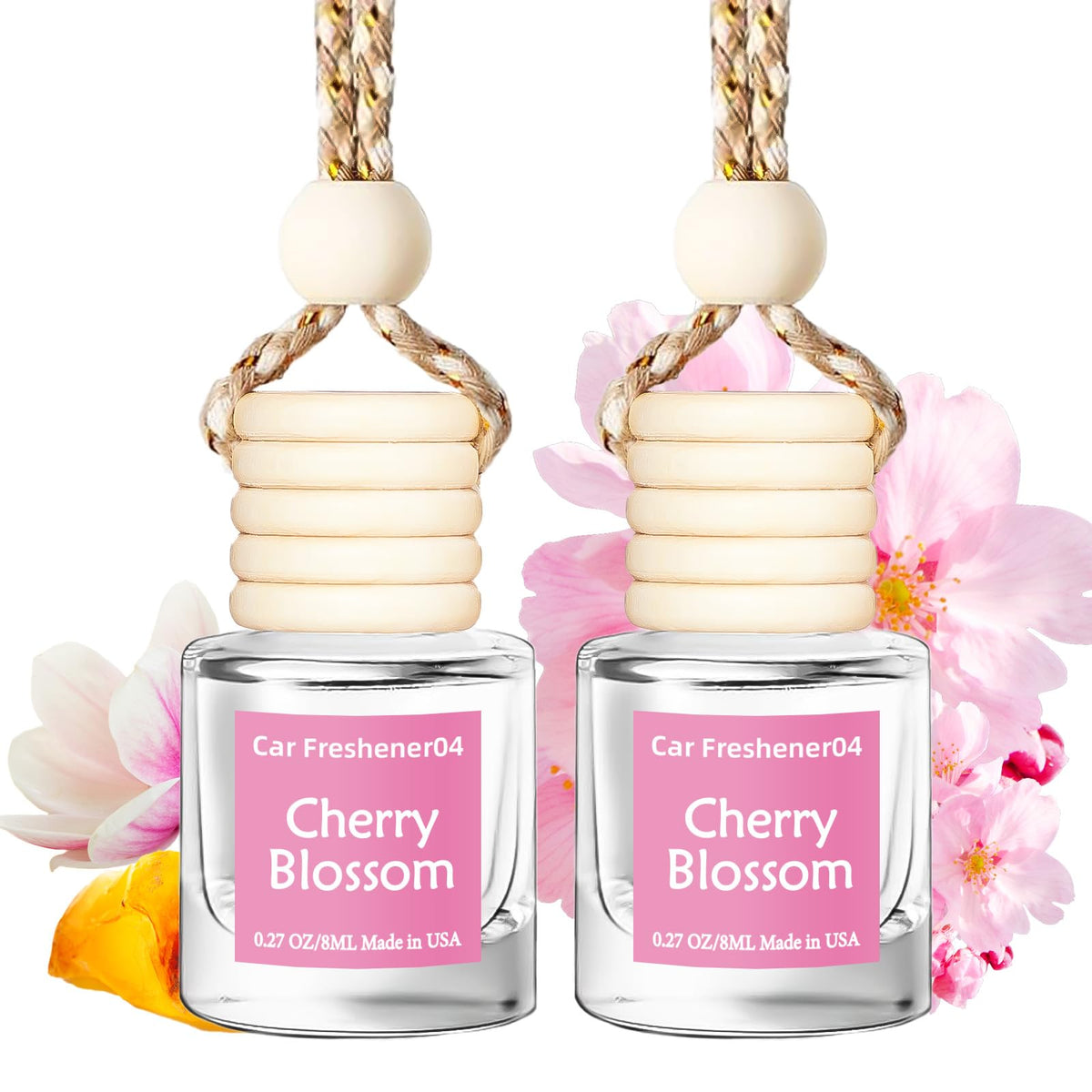 Hanging Car Air Freshener, Long Lasting Essential Oil Diffuser, Non-Toxic New Car Scent, Cute Car Fresheners for Women, 2 Pack Made in USA