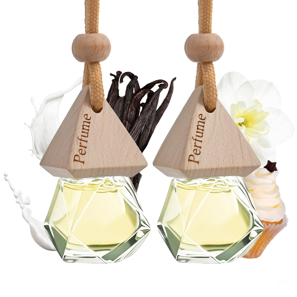 Car Air Freshener Hanging Diffuser – Long-Lasting Essential Oil Scent (Up to 60 Days) – Non-Toxic & Eco-Friendly – 2-Pack Auto Fresheners Made in USA