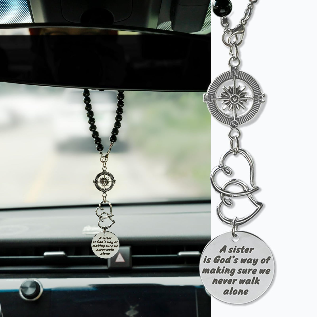 Rislobx Angel Wings Hanging Ornaments for Car Rear View Mirror, Metal Guardian Angel Wings Car Charm Pendant Rear View Mirror Hanger Decor for Lover Family Christian Gifts