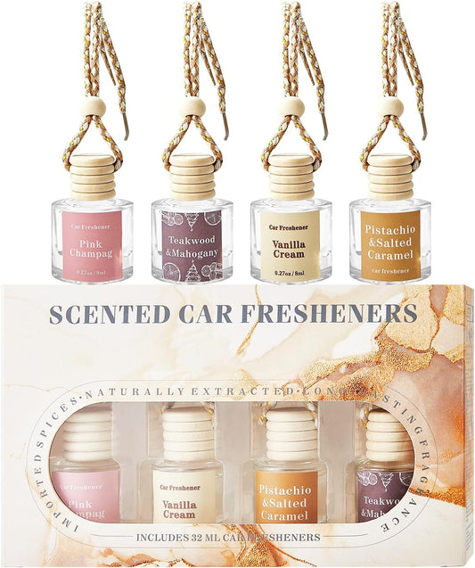 Car Air Freshener Diffuser, Hanging Car Scents Air Freshener, Car Fresheners Long Lasting, Essential Oil Diffuser, Fragrance Oil Air Diffuser, 4pcs